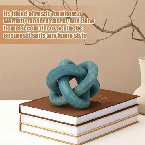 Yalikop 3 Link Wood Knot Decor Rustic Table Shelf Accents, Blue - color: Blue