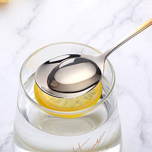 5-pieces Soup Dinner Spoon 8-Inch Rose Gold Metal Korean Spoon Stainless Steel Table Spoons by Buyer Star - color: gradient rose gold