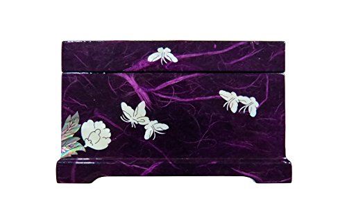 MADDesign Mother of Pearl Jewelry Box Multilevel Peacock Design - color: Purple