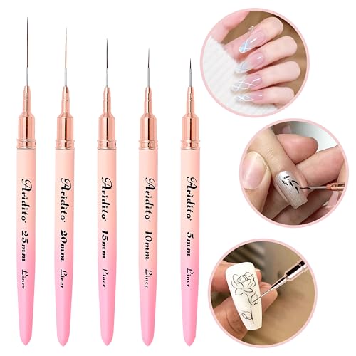 5Pcs Nail Art Brushes Kit, Gradient Pink - color: Gradient Pink