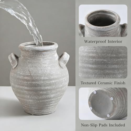 Textured Ceramic Vase, Small Rustic Farmhouse Flower Vase for Home Decor - color: Small Rustic Vase