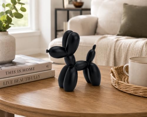 4 Inch Matte Black Balloon Dog Sculpture - color: Black
