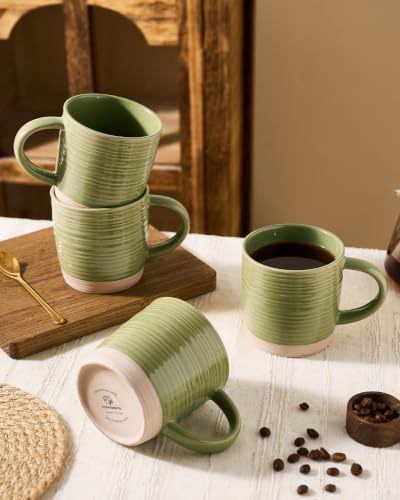 famiware Coffee Mugs Set of 8, 13 oz Mug Set, Ceramic Cup Set with Handle - color: Constellation-Olive Green, size: 8 Count (Pack of 1)