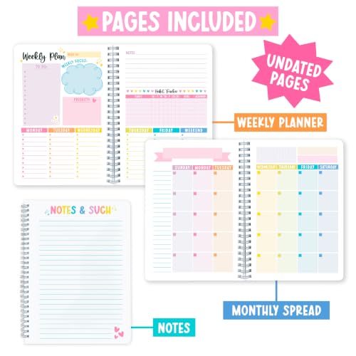 Undated Weekly Planner Spiral - Undated Weekly Planner Habit Tracker - color: Beige Pastel 2