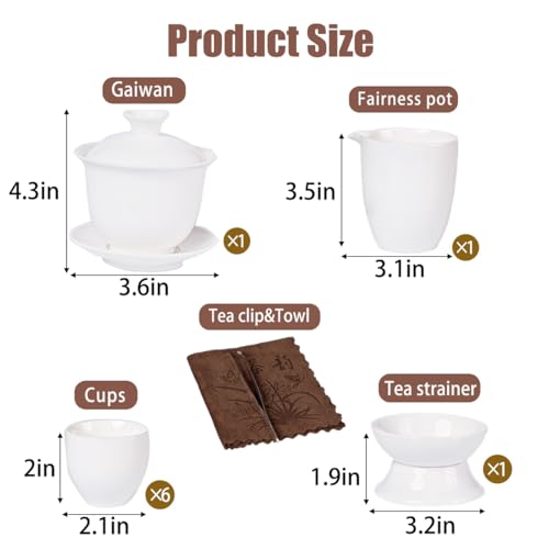 KEYDUACU Gaiwan Tea Set,Chinese Gongfu Tea Set,Portable for Adults,Home - style: Home-House