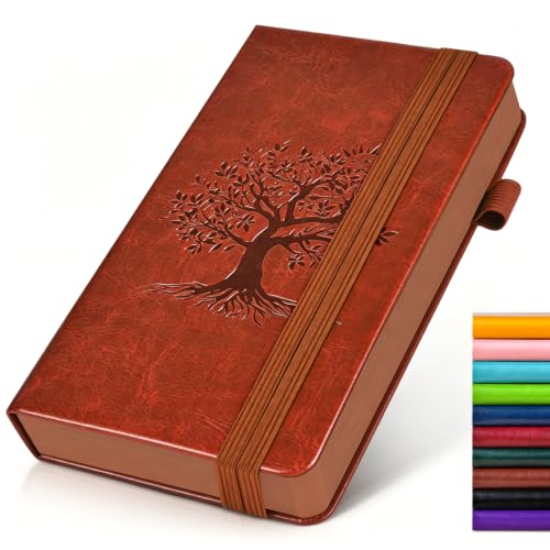 Small Journal Notebook 3.7"x6.8", 300 Page Lined Paper Pocket Size Notebook - color: Brown, size: A6 (3.7in x 6.8in)