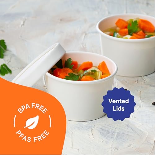 Eco-Friendly Paper Food Containers with Lids - 8 oz [250-Sets] Soup Cups - size: Bulk: 8 oz.