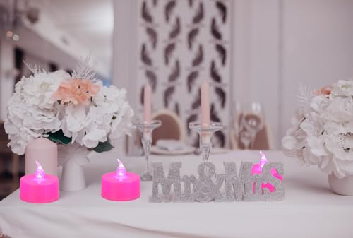KOABY 12 Pack Pink Light Flameless Tea Lights, Pink Base, Last 100H+ - color: Pink Light, Pink Base, size: 12 Pack