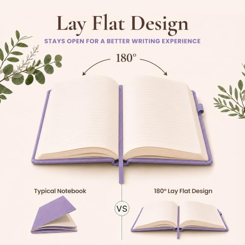 Lined Journal Notebook Hardcover Leather Bound 300 Pages A5 Purple Diary - color: Purple, size: A5 300 Pages