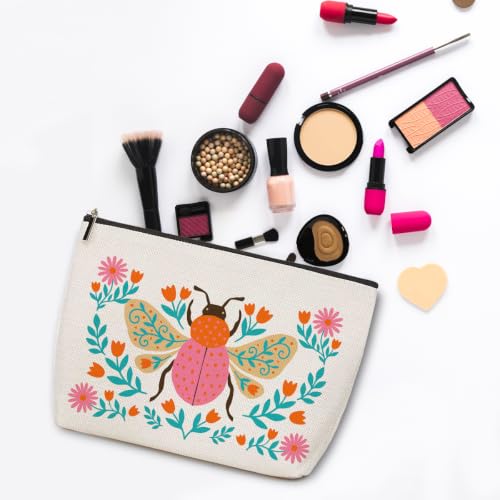 ZHAMEN Folk Art Beetle Makeup Bag Travel Organizer Pouch Cosmetic Bags 02 - color: Multicolor 1607