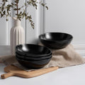 HaWare Cereal Bowls, 26oz Stoneware Serving Bowls Set of 4, for Salad Pasta - color: Matte Black