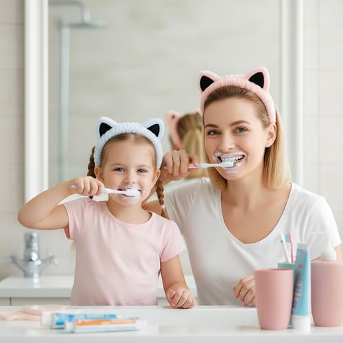 2Pcs Spa Headband for Washing Face Skincare Makeup Headbands for Women - color: Light Blue + Pink