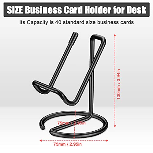 2 Pieces Metal Business Card Holder for Desk - color: Black