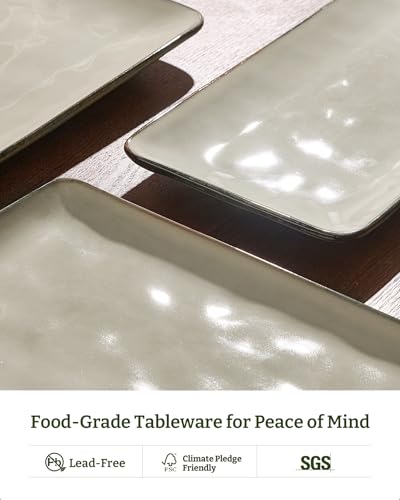 Famiware Serving Platters Set of 3 Sizes - Rectangular, Light Khaki - color: Light Khaki