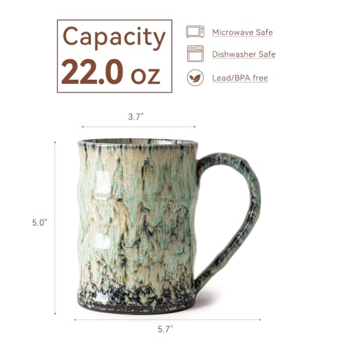Celadon Rain Ceramic Mug, 22oz Reactive Glaze Mug, Housewarming Gift - color: 22oz - Celadon Rain · RENEW