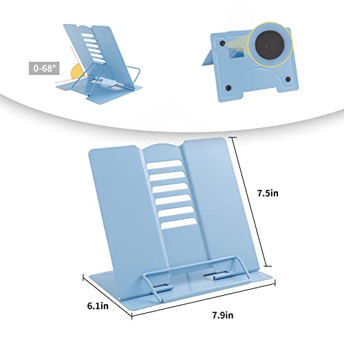 Metal Book Stand Adjustable Book Holder for Reading - color: Full Blue