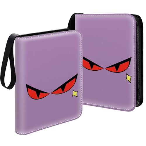 Card Binder 400 Pockets, 50 Sleeves Large Binder Trading Cards Holder 4 Pocket, Storage Organizer, Album Folder Case Protector Collector Gift Purple Red Eye Star - color: Purple Red Eye Star, size: 4 Pocket