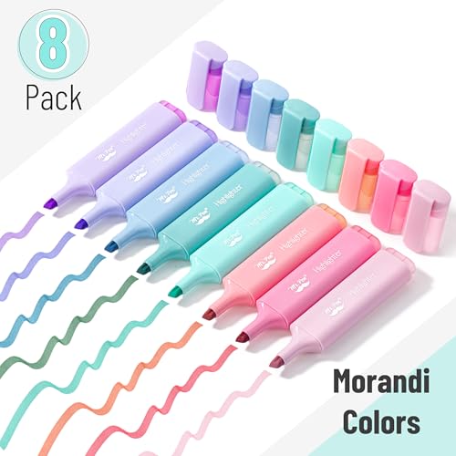 Mr. Pen- Highlighters, 8 Pack, Morandi Colors - color: Morandi
