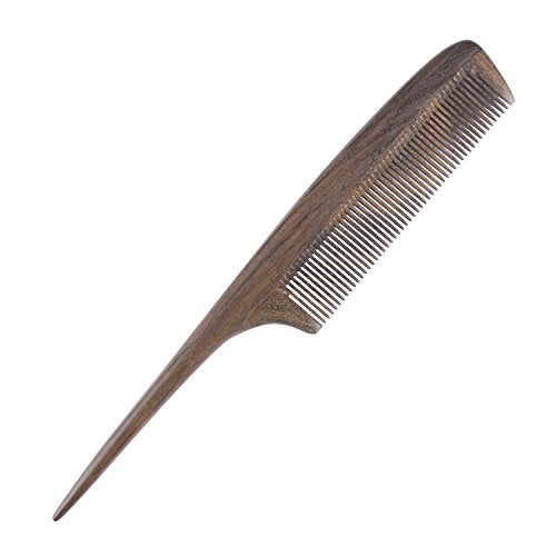 Breezelike Fine Tooth Hair Comb for Women, Wooden Teasing Tail Comb - color: Chacate Preto Wood