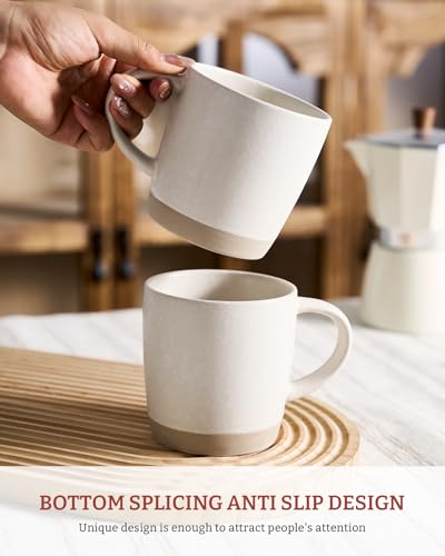 famiware Coffee Mugs Set of 4, Milkyway 13 oz Ceramic Cup Set with Handle - color: Milkyway-Matte White, size: 4 Count (Pack of 1)