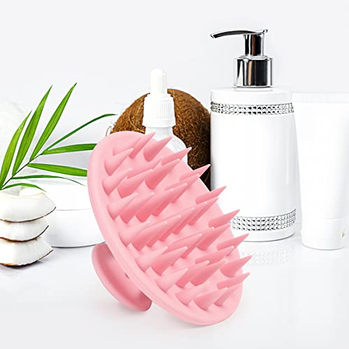 Meartchy Silicone Scalp Massager Shampoo Brush, Scalp Brush for Hair Growth & Dandruff Removal, Hair Scrubber Scalp Stimulator Exfoliator Brush with Soft Bristles for Wet Dry Scalp Care (Pink) - color: Pink