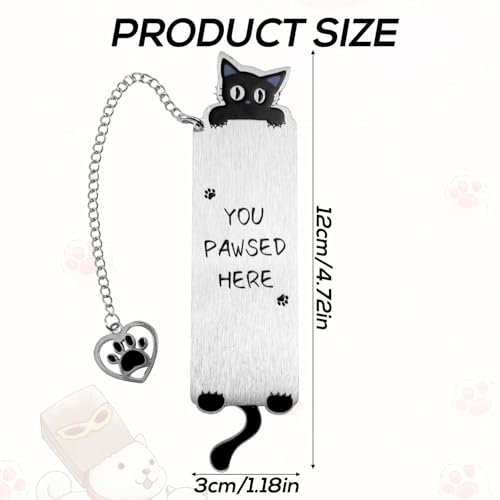 Black Inspirational Funny Cute Cat Bookmark for Reading Women - style: Cat Tail