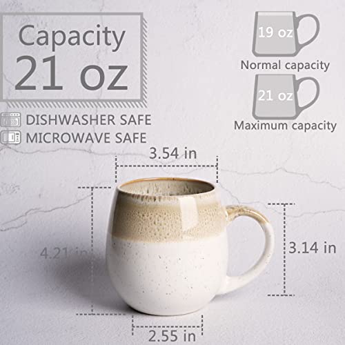 Bosmarlin Large Ceramic Coffee Mug, 21 Oz, Big Tea Cup for Office and Home, Dishwasher and Microwave Safe (Clay) - color: Clay