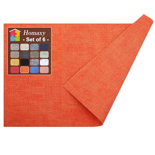 Homaxy PU Faux Leather Placemats for Dining Table, Set of 6, Orange - color: Orange