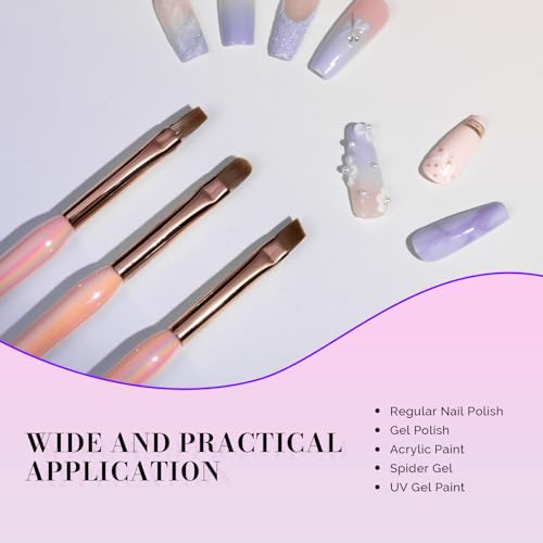 MelodySusie 3Pcs Nail Art Clean Up Brushes - color: Pink(Flat/Oval/Angled)