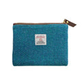 Harris Tweed Handmade Wool Zip Pouch with YKK Zipper Organizer Bag - color: Blue, size: Large