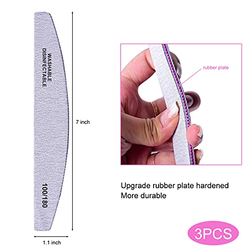 15PCS Nail Files and Buffer with Storage Box,Professional Manicure Pedicure Kit White Buffer Block Reusable 100/180 Grit Nail Files Emery Board Black for Nature Acrylic Nails Home Salon Travel Use