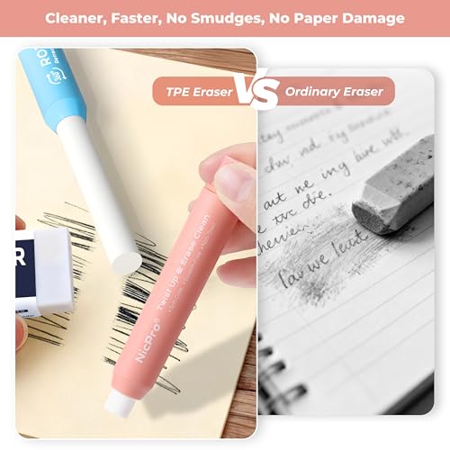 Nicpro 6 Pack Rotary Retractable Erasers, Soft TPE Twist Eraser-Rainbow - color: Rainbow