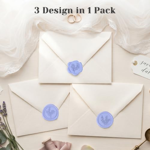 60 Pcs Wax Seal Stickers Set (3 Designs in 1 Pack) - Adhesive Backed Elegant Floral Designs for Wedding Invitation Envelope Seal Stickers Gift Wrapping (Light Purple) - color: Light Purple