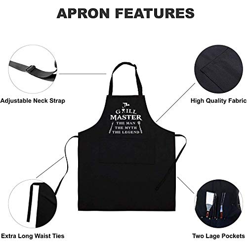 Rosoz Funny Aprons for Men - Cooking Grilling BBQ Chef Apron for a Husband - color: The Grill Master
