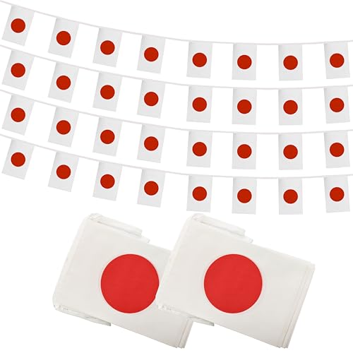 100 Feet Japan String Flag, 76 Pcs Japanese Banner Flag, Small Mini World Banner Flags for Sports Events, Bars Decorations, School Festivals, Party Decorations, Celebrations (Japan) - color: Japan