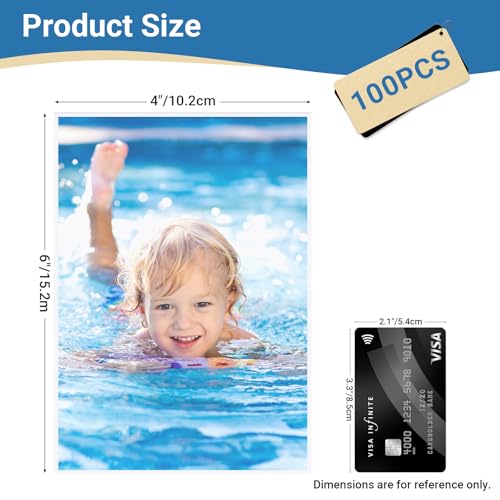 4x6 Photo Sleeves (100 Pack) – Top Loading Sheet Protectors, Archival Safe & Waterproof Plastic Photocard Sleeve, Soft Clear Sleeves for Photos, Postcards, Recipe Cards - color: 4x6"