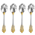 KEAWELL Premium Luxury 4-Piece 6-Inch Tea Spoon Set (Gold Accent) - color: Gold Accent