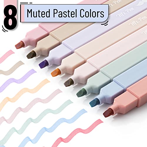 Mr. Pen- Aesthetic Highlighters No Bleed, 8 Pack, Muted Pastel Color | Chisel Tip, Cute Highlighters Assorted Colors for Journaling, Highlighting, Underlining, Fast Dry, Back to School Supplies - color: Muted Pastel Colors, size: 8 Pack
