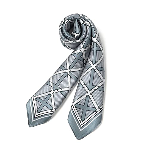 100% Mulberry Silk Scarf - 25.6" Square Neckerchief & Headscarf Gift Packed - color: Bluish