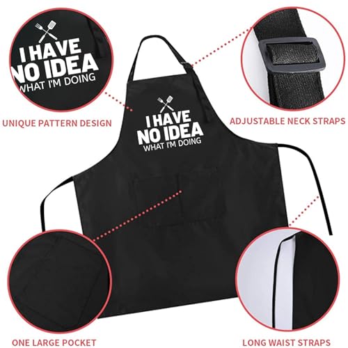 Rosoz Funny BBQ Black Chef Aprons for Men Adjustable Kitchen Cooking Aprons - color: I Have No Idea What I'm