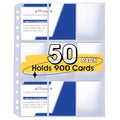 9 Pocket Card Sleeves, Holds 900 Cards, Trading Card Binder Sleeves, - size: 50 Pack