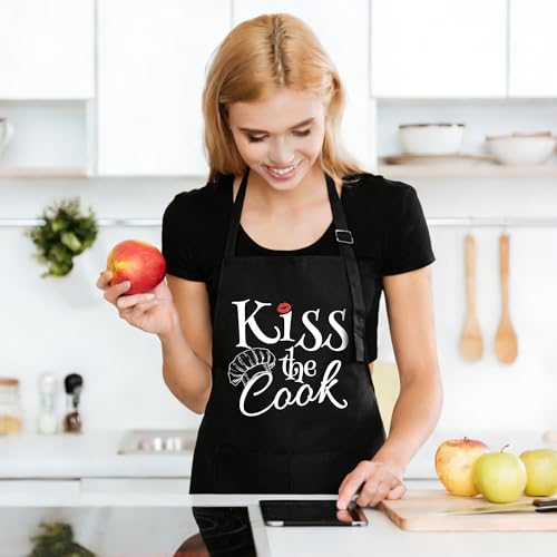 Funny Black Apron with Pockets for Man,Dad,Husband,Father in Law,Chef Daddy Women Grilling Apron BBQ Cooking Gifts - color: Apron-8