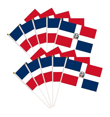 50 Pack Dominica Dominican Flags Small Mini Hand Held Dominica Dominican on Stick Flags, Miniature National Country Flags,Party Decorations Supplies for Parades,International Festival - color: Dominica