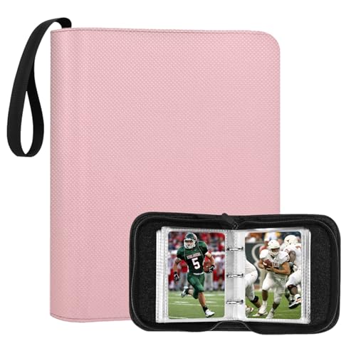 Mini Trading Card Binder for 80+ Cards - Lightweight Portable Top Loading Album with Secure Pockets for TCG, MTG, Baseball, Football, Sports & Game Cards (Pink) - color: Pink