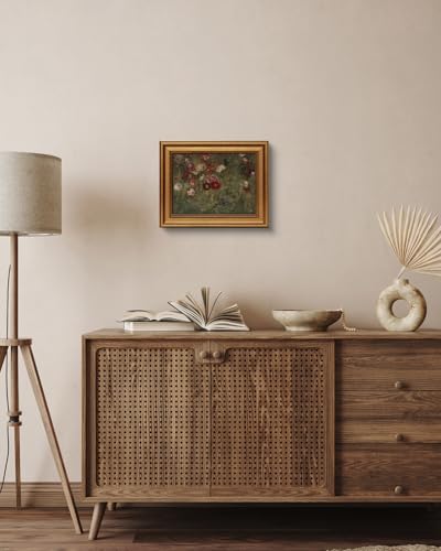 HUARCEY Gold Framed Canvas Wall Art Poppies Floral Prints, 8x10 Inch - color: A Bed of Poppies, size: 10"L x 8"W