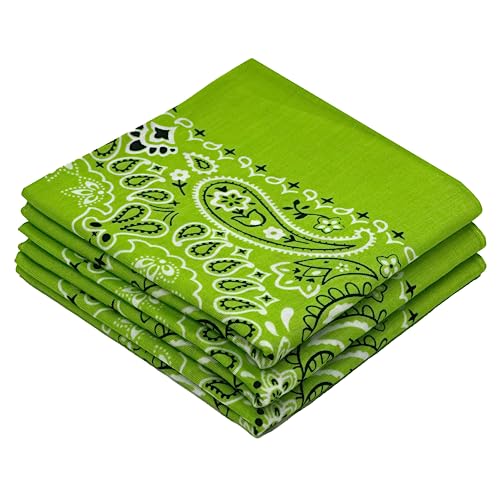 Every-ville Cotton Bandana Handkerchief for Men & Women, 3 Pack - color: Lime Green