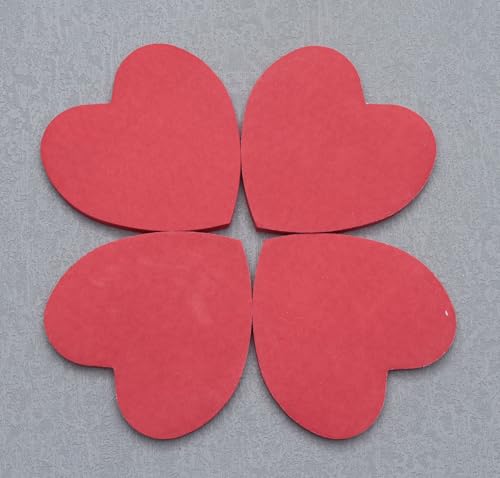 4 Packs 200 Sheets Heart Shape Sticky Notes (Red) - color: Red