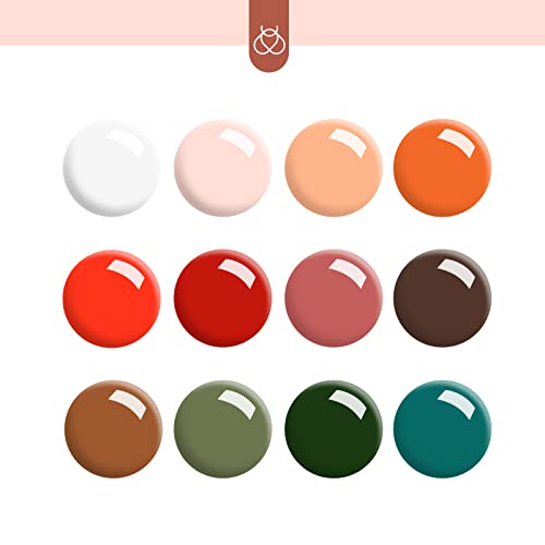 Beetles Gel Polish 12 Pcs Liner Nail Art Set White Nude Red Green Brown - color: C - Multicolor-12-2