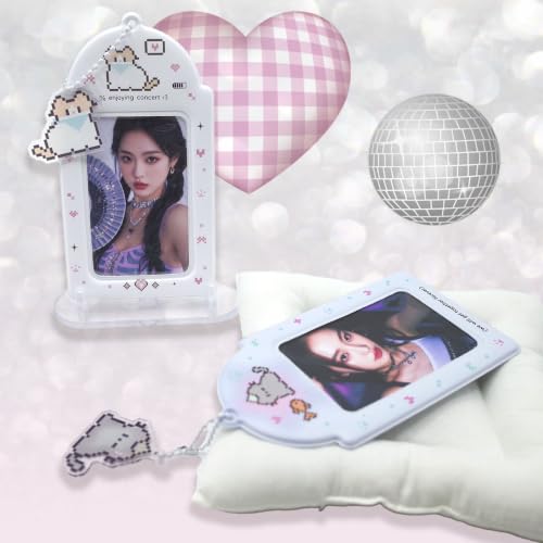 2 Pack K-pop Photocard Holder Keychain, Photo Card Holder with Cute Cat - style: Cat