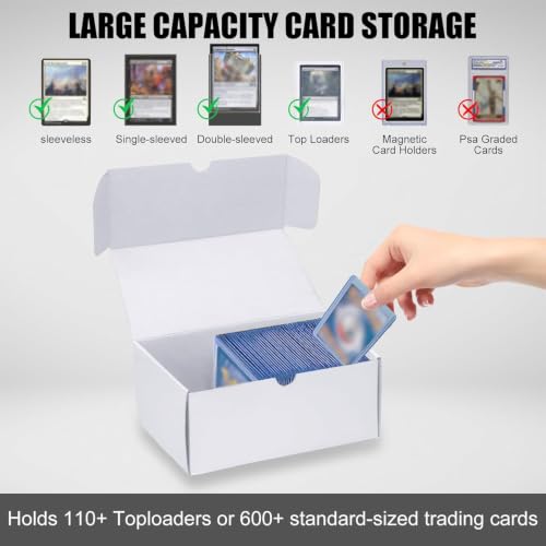 Trading Card Storage Box, 10-Pack 600 Count White Corrugated Cardboard Box - size: 10 Piece 7in for Standard